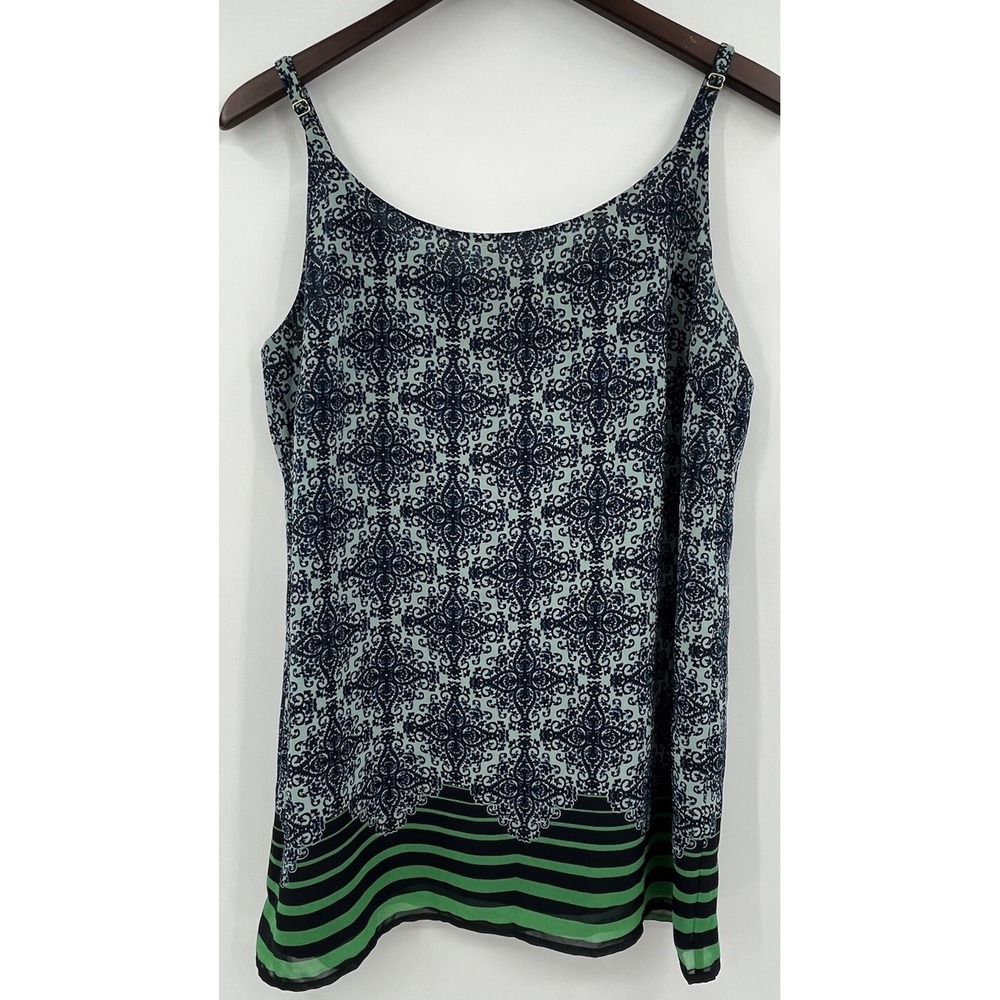 CAbi Border Stripe Cami Chiffon Tank Top Sleeveless Lined Medium Style 107